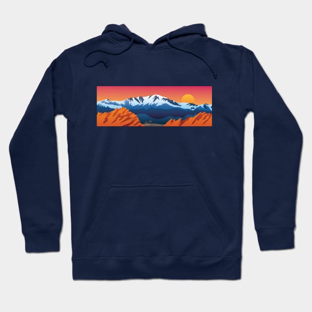 Mountains Valley and Red Rocks Scenic Landscape Hoodie by hobrath